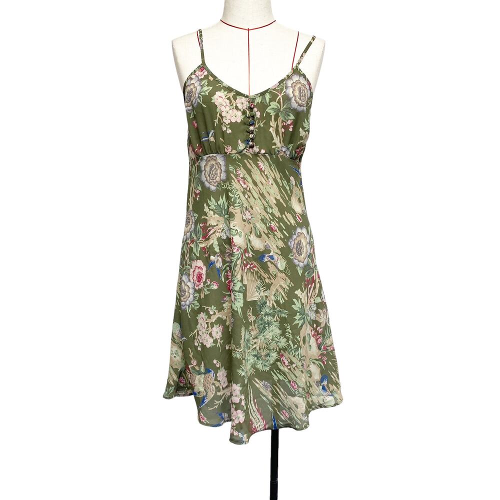 Banana Republic Olive Green Floral Midi Dress